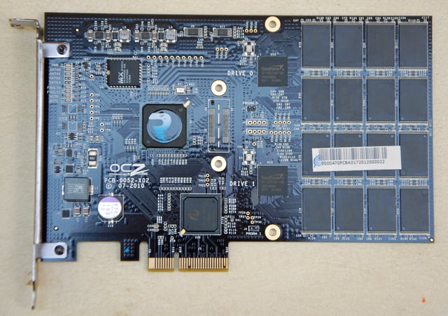 An OCZ RevoDrive SSD, a full-height ×4 PCI Express card