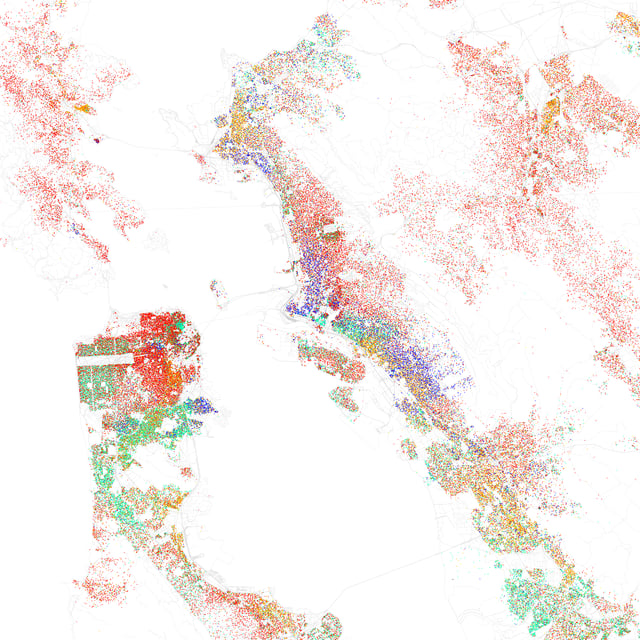 Map of racial distribution in San Francisco Bay Area, 2010 U.S.