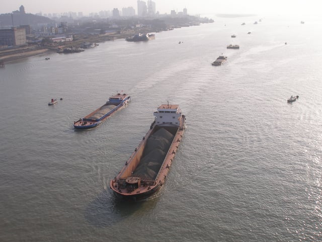 Barges on the river.