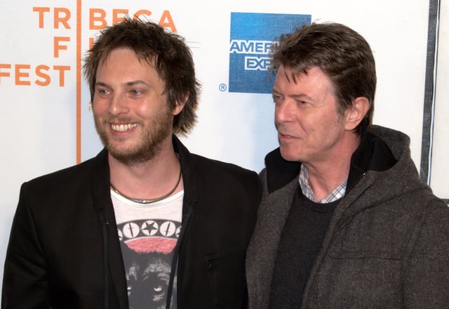 Bowie with his son Duncan Jones at the premiere of Jones's directorial debut Moon, 2009