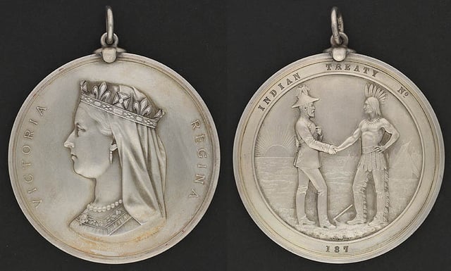 The Indian Chiefs Medal, presented to commemorate the Numbered Treaties of 1871–1921