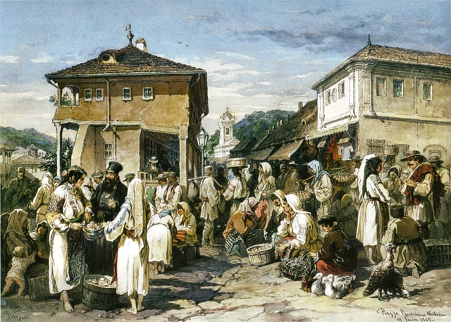 A market in Râmnicu Vâlcea by Amedeo Preziosi