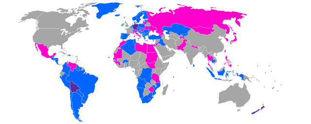 Countries by type of PR system