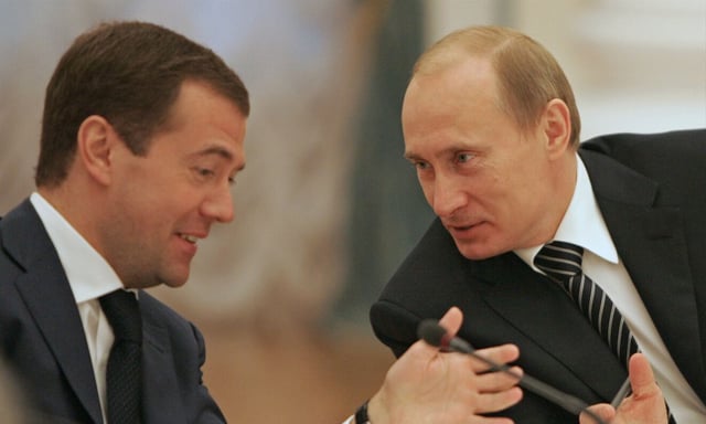 Putin with Dmitry Medvedev, March 2008