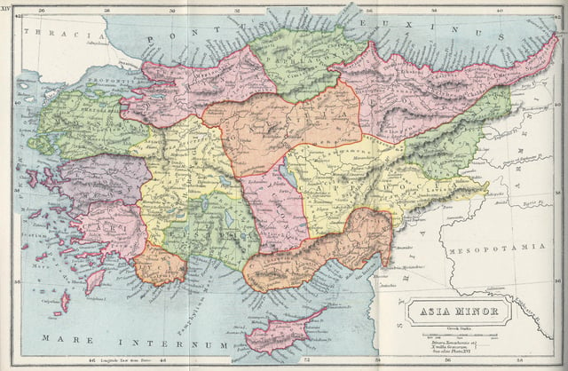 1907 map of Asia Minor, showing the local ancient kingdoms.