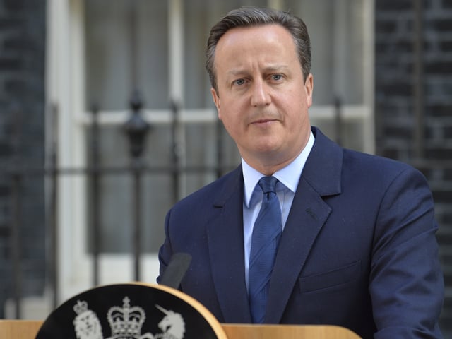 Prime Minister David Cameron announces his resignation following the outcome of the referendum.