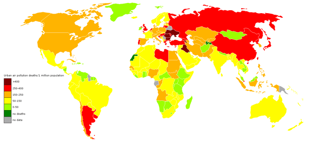 Deaths from air pollution in 2004