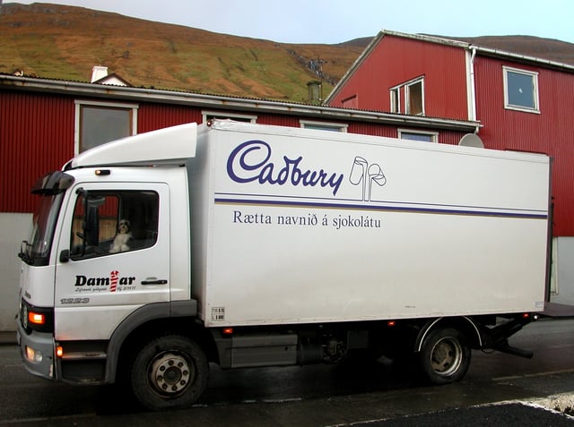 Truck delivering Cadbury chocolate in the Faroe Islands