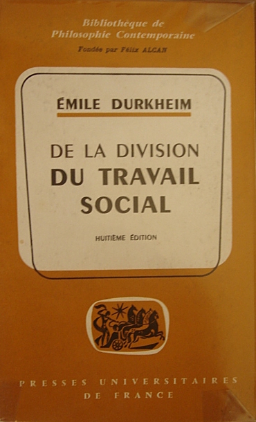 Cover of the French edition of The Division of Labour in Society