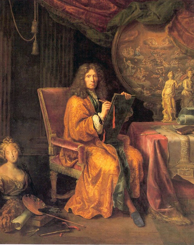 Pierre Mignard, Self-portrait, between 1670 and 1690, oil on canvas, 235 cm × 188 cm (93 in × 74 in), Louvre