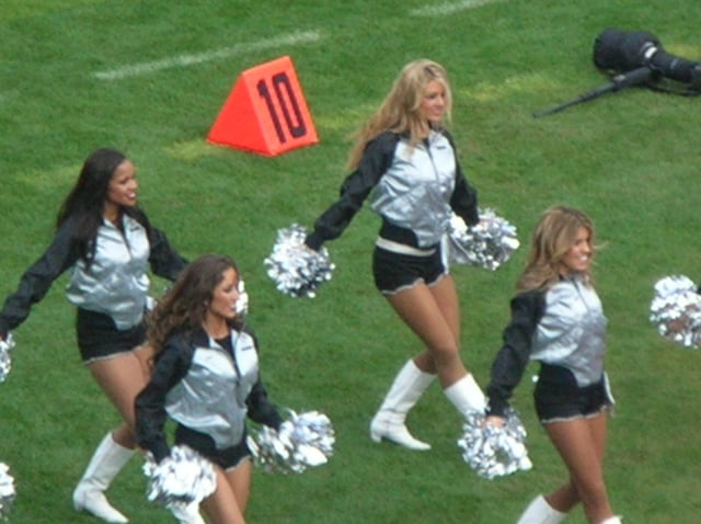 The Oakland Raiderettes performing a routine.