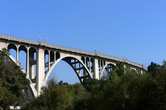 Colorado Street Bridge seen from the Arroyo Seco below