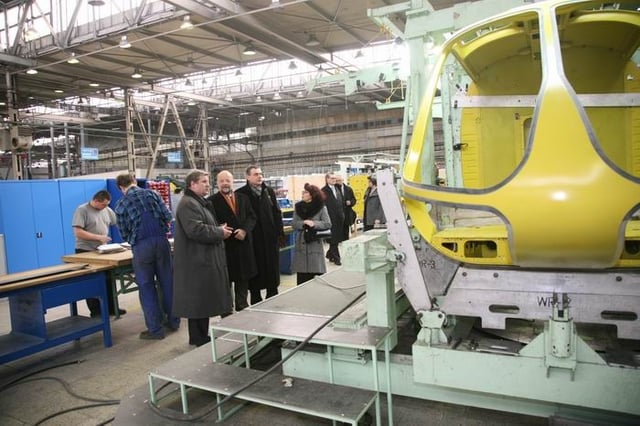 Polish MPs in the PZL Świdnik helicopter factory