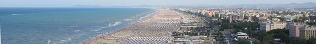 Panoramic view of Rimini beach