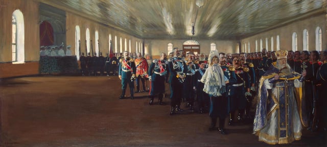 Nicholas II visiting the Finland Guard Regiment, 1905