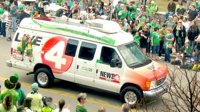 A WIVB-TV truck during St. Patrick's Day