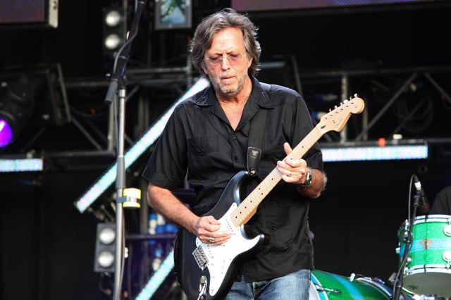 Clapton playing an Eric Clapton Stratocaster at the Hard Rock Calling concert in Hyde Park, London in 2008