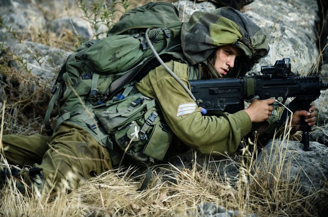 Nahal Brigade soldier with full combat gear.