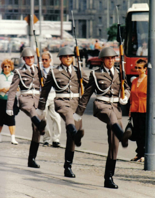 East German Honor Guard in front of the Neue Wache in Berlin on Unter den Linden with SKS carbines.