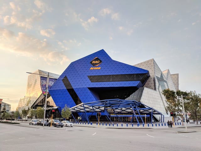 The exterior of Perth Arena