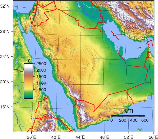 Saudi Arabia topography
