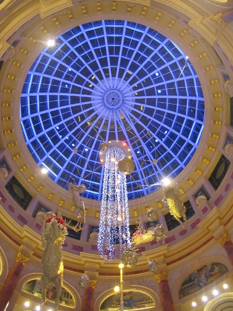 Looking up into the main dome of the Trafford Centre, decorated at a cost of £5 million