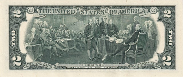 United States two-dollar bill (reverse)