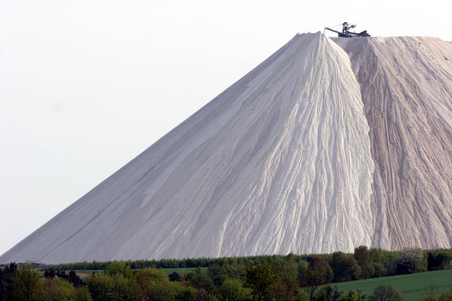 Monte Kali, a potash mining and beneficiation waste heap in Hesse, Germany, consisting mostly of sodium chloride.