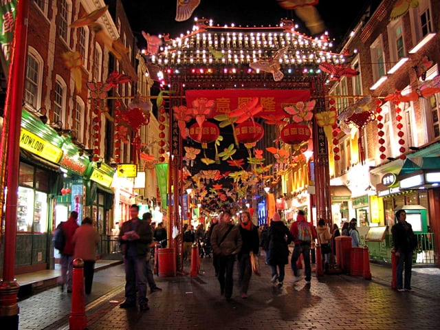 London: Chinatown with Chinese New Year decoration
