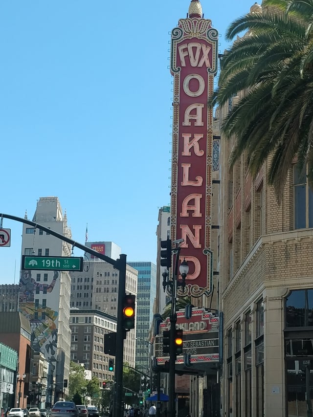 Fox Oakland Theater first opened in 1928. The theatre is listed on the National Register of Historic Places. As seen in 2018.