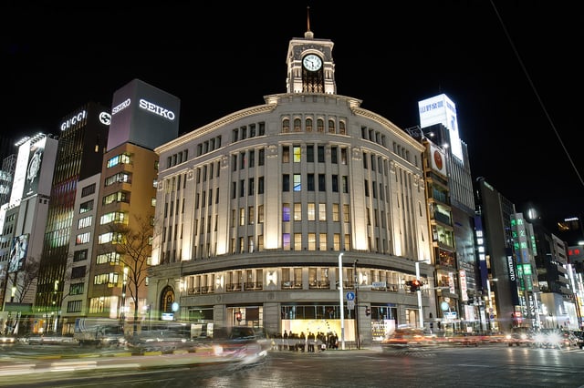 Ginza is a popular upscale shopping area of Tokyo as one of the most luxurious shopping districts in the world.