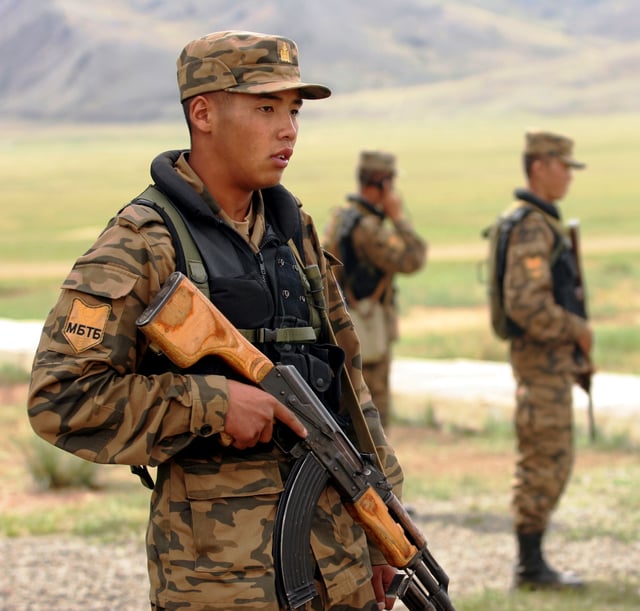 Mongolian soldiers with the RPK.