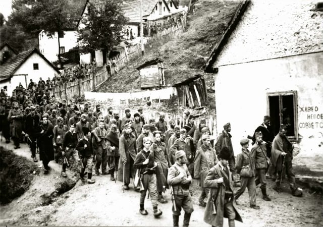 The Partisans and the Chetniks carried captured Germans through Užice, autumn 1941.