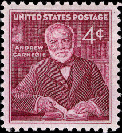 Carnegie commemorated as an industrialist, philanthropist, and founder of the Carnegie Endowment for International Peace, 1960
