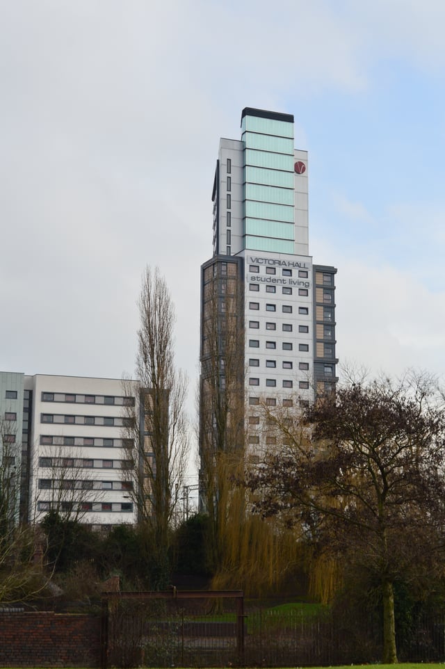 Victoria Halls (Building 1), the tallest building in Wolverhampton at 75m (246ft)