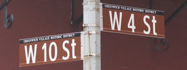 Street signs at intersection of West 10th and West 4th Streets