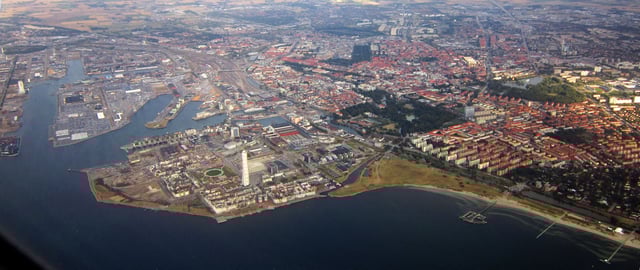 Early-September 2012 aerial view of central Malmö