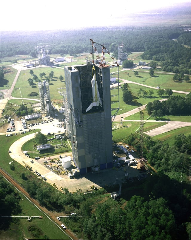 The Space Shuttle Enterprise being tested at Marshall Space Flight Center in 1978