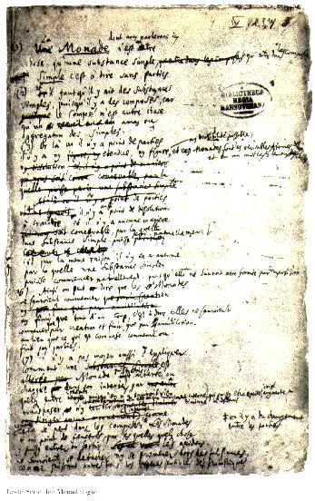 A page from Leibniz's manuscript of the Monadology