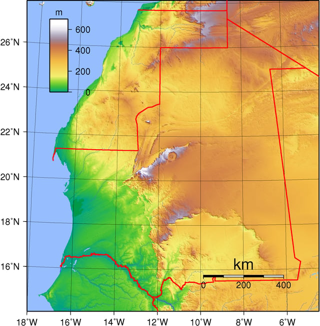 Topography of Mauritania
