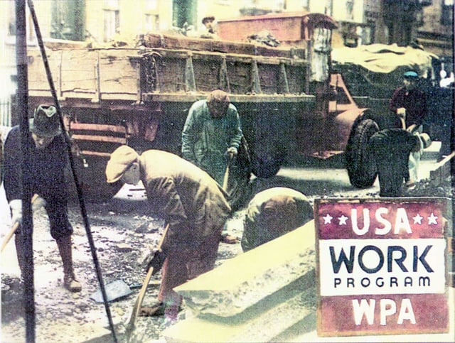 The WPA employed 2–3 million at unskilled labor.