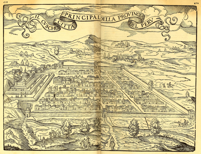 Cusco and its city walls in 1565.