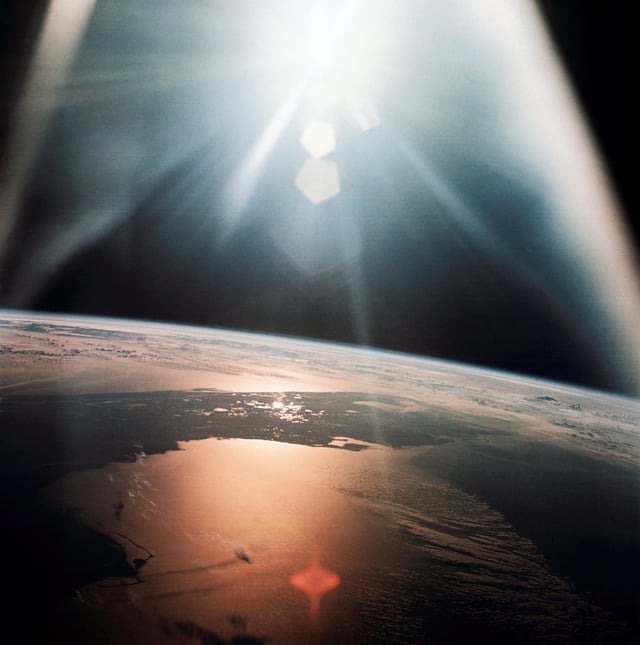 Sunrise over the Gulf of Mexico and Florida from Apollo 7.