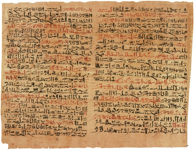 The Edwin Smith surgical papyrus (c. 16th century BC) describes anatomy and medical treatments and is written in hieratic.