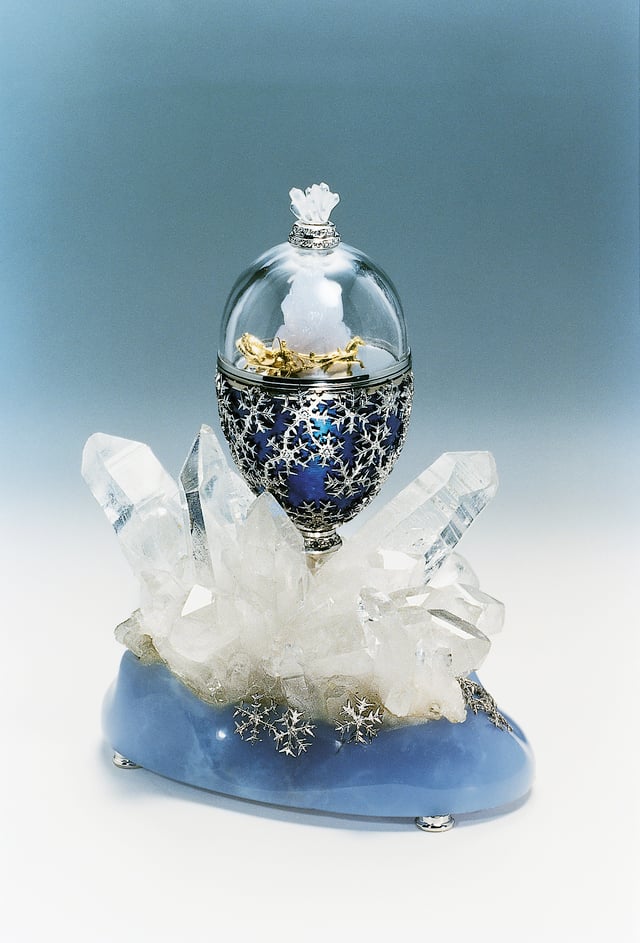 Fabergé Winter-Egg, designed and manufactured in 1997 by Victor Mayer GmbH & Co. KG, Pforzheim, Germany