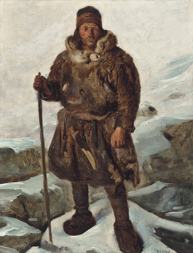 A Laplander depicted in art, painting by François-Auguste Biard.