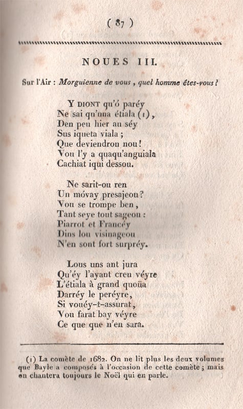 Text of a carol about the appearance of a comet in 1682 by Jean Chapelon.
