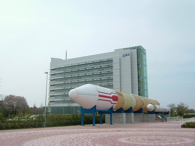 H-II rocket outside the Tsukuba Space Center where training of JAXA astronauts takes place
