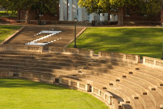 The University Amphitheater is often used for outdoor lectures and student gatherings