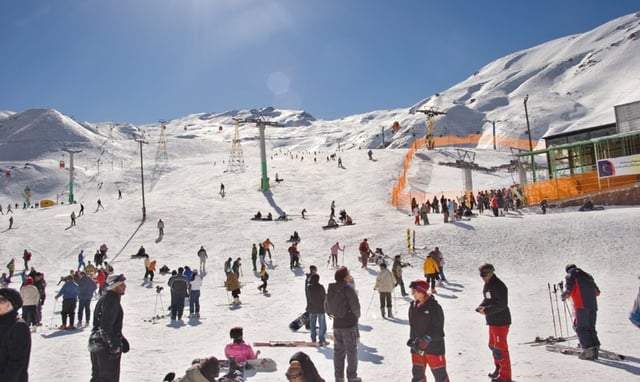 Skiers at the Dizin Ski Resort